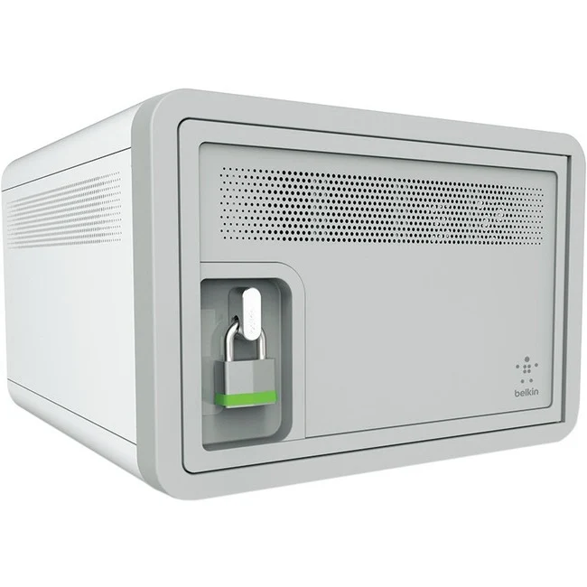 Station de charge et de sécurité Belkin avec source d'alimentation protégée contre les surtensions pour toutes les générations d'iPad (y compris iPad Pro), Samsung Galaxy, Chromebook, liseuses, tablettes et ordinateurs portables jusqu'à 13 pouces, conçue pour l'école, la salle de classe et la maison B2B117