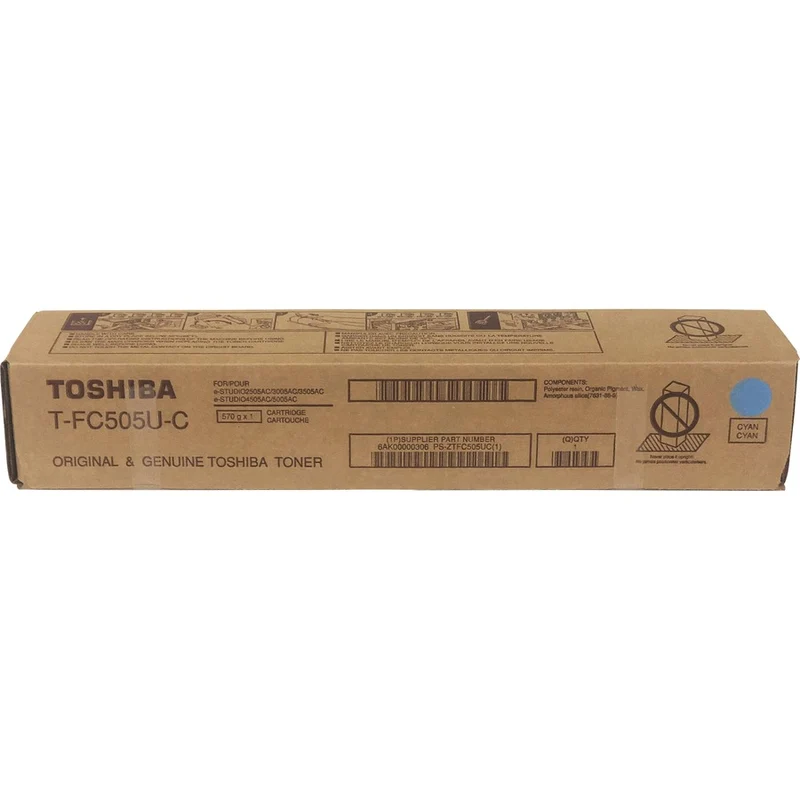 Cartouche de toner laser haute capacité d'origine Toshiba - Cyan - 1 pièce TFC505UC