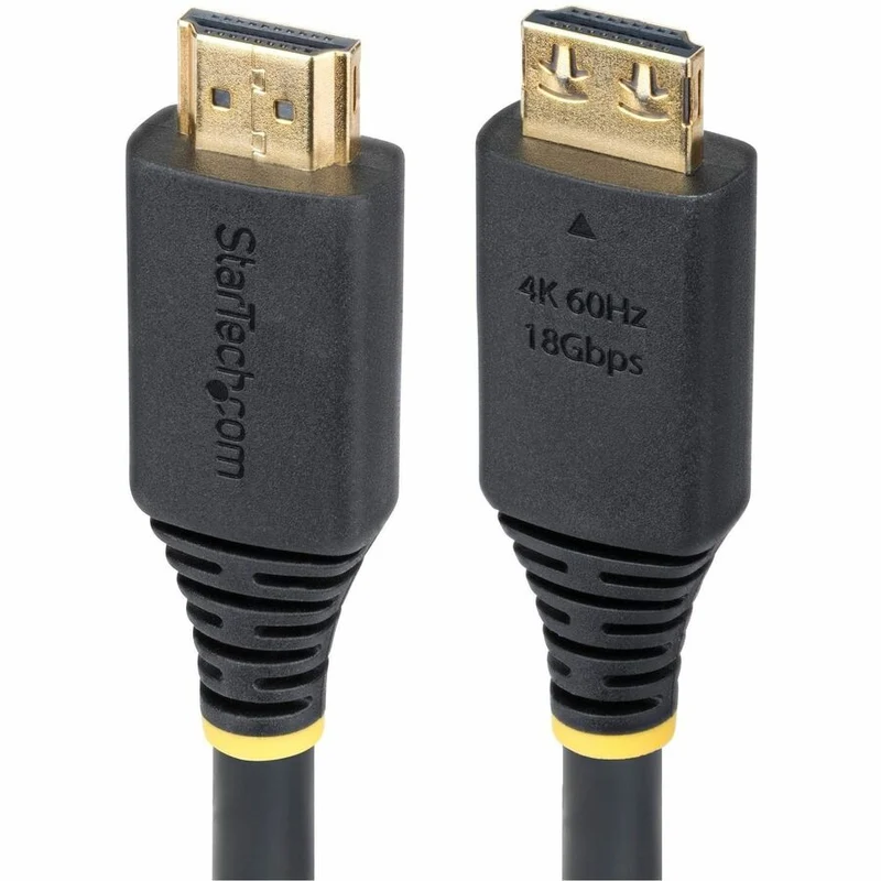 Câble HDMI haute vitesse StarTech.com de 15 m (4.5 pi) avec connecteurs Gripping, 4K 60 Hz/1440p 144 Hz, 18 Gbit/s, câble HDMI 2.0 UHD, gaine TPE HDMI2-CABLE-GRIP-15F